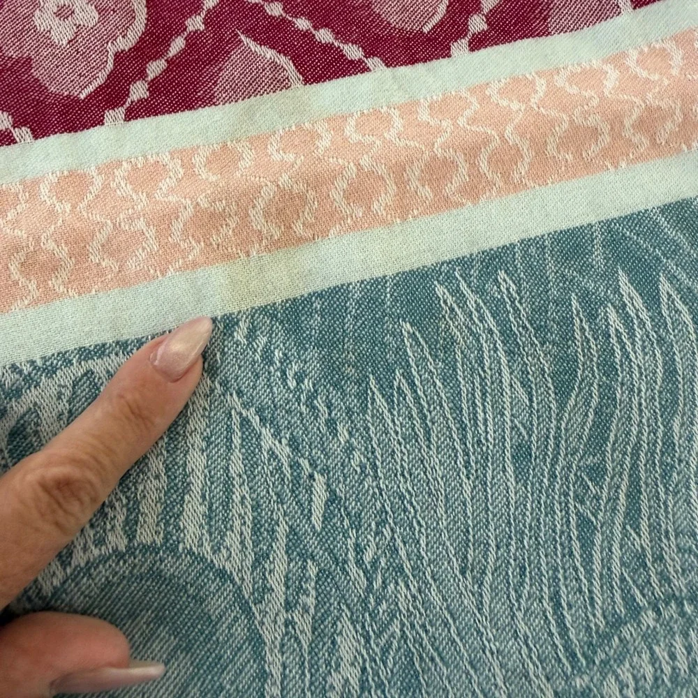 Anthropologie Peacock Floral Jacquard Cotton Table Runner 16x72 Multicolor Boho